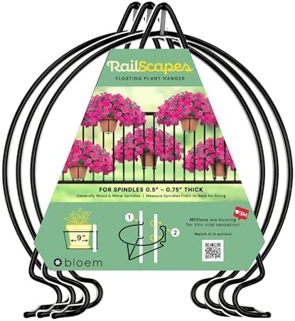 Bloem RailScapes Railing Plant Clip for 1/2" - 3/4” Narrow Spindles, 3-Pack by Bloem