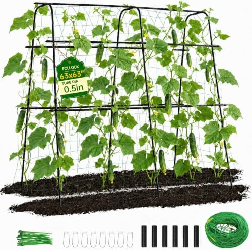 63x63 Cucumber Trellis for Raised Garden Bed, Black by follook