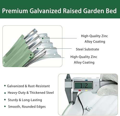 6×3×1 ft Light Green Metal Galvanized Raised Garden Bed, Easy Assembly Outdoor Garden Planter for Gardening Fruit, Vegetables, Flowers & Herbs - Image 6