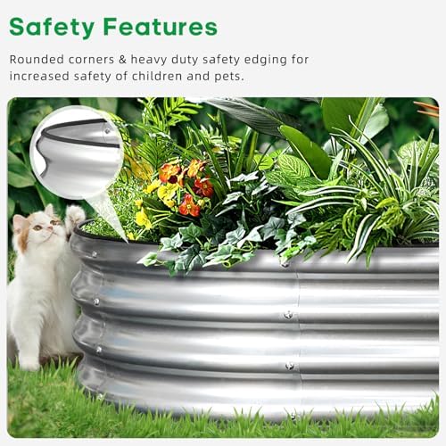JERIA 8×4×1ft Oval Raised Garden Bed,Galvanized Raised Garden Bed Kit Outdoor Metal Gardening Planter Box for Vegetable, Fruits, Flower，Herbs - Image 5