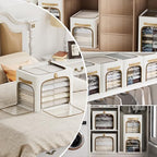 CYhom Storage Bins with Metal Frame, 3-Clear Windows Openings, 34L, White - Image 5