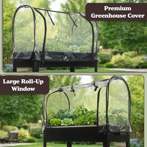 Pure Garden Raised Garden Bed with Cover, Black, 31.5” x 15.75” x 47.25” - Image 3