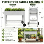 LEETOLLA     Elevate Herb Garden Planter Box Outdoor Raised Planter Box with Legs On Wheels for Vegetables Flower Tomato Patio Backyard - Image 6