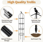 4 Pack Garden Obelisk Trellis for Climbing Plants Outdoor, 6FT Adjustable Metal Plant Support with 3 Decorative Tops, Black Rustproof Trellis for Roses, Tomatoes, Clematis & Vines - Image 3
