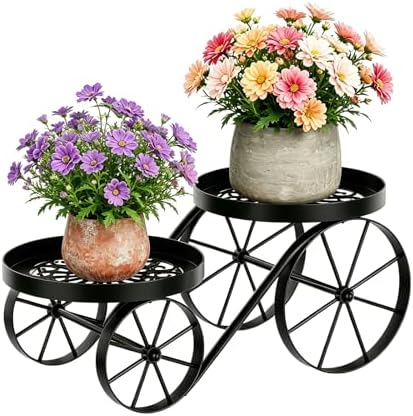 Metal Plant Stand Indoor Outdoor, 2-Tier Flower Pot Holder by Unknown