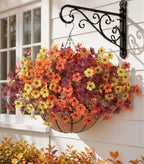 HyeFlora 2 Set Artificial Outdoor Faux Fall Mums Hanging Flowers Plants Basket Outside, 14 Bundles Fake Silk Daisy Fern in Planter UV Resistant for Autumn Porch Balcony Patio Yard Decor, 3 Colors Mix - Image 5