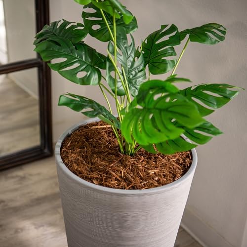 XBrand 28 in. Tall Round Tapered Planter for Indoor and Outdoor Patio Décor, Decorative Garden Flower Pot for Porch, Deck, Entryway and Backyard, Gray 1-Piece - Image 3