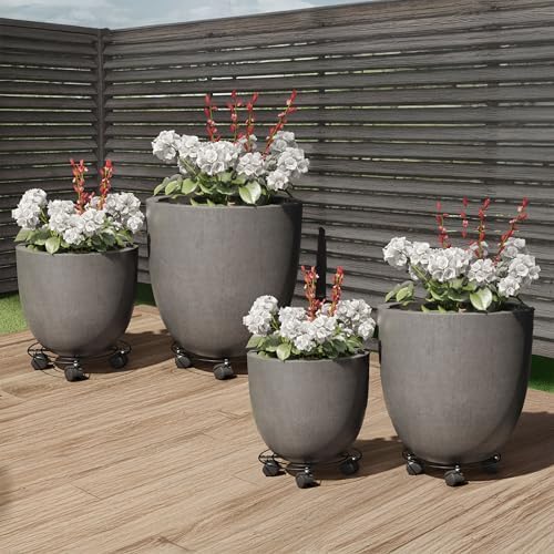Rolling Plant Caddy with Wheels Heavy Duty Tray 4-Pack - 12” Round Metal Indoor or Outdoor Plant Stand with Wheels and 110lb Capacity - Rustproof Planter Caddies with Locking Casters by Pure Garden - Image 2