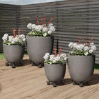 Rolling Plant Caddy with Wheels Heavy Duty Tray 4-Pack - 12” Round Metal Indoor or Outdoor Plant Stand with Wheels and 110lb Capacity - Rustproof Planter Caddies with Locking Casters by Pure Garden - Image 2