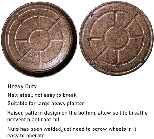 SIAMO 18" Heavy Duty Plant Caddy (470lbs Capacity)-Lockable Non-Scratch Swivel Casters Rolling Plant Stand Dolly Saucer for Large Ceramic Planters Concrete Pots& Heavy Trees Copper,1-Pack - Image 4