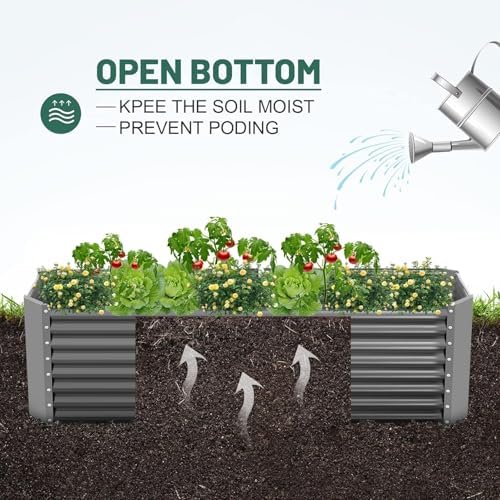 Land Guard 2 Pack 8×4×2ft Galvanized Raised Garden Bed Kit, Galvanized Planter Raised Garden Boxes Outdoor, Large Metal Raised Garden Beds for Vegetables (Gray) - Image 3