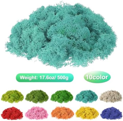 uxcell Preserved Reindeer Moss, 17.6oz Fake Moss for Crafts Artificial Dried Moss for Decoration Terrariums Potted Plants, Blue - Image 2