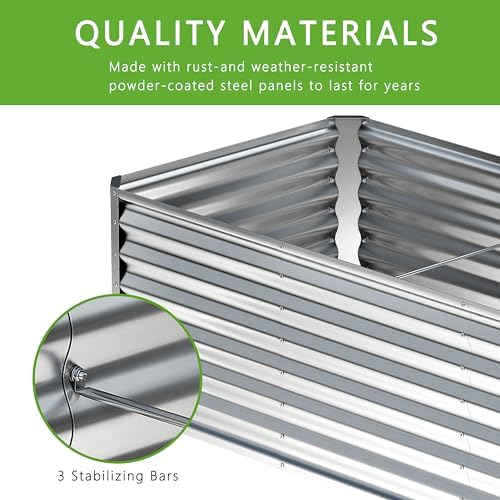 2PCS 6x2x1FT Galvanized Raised Garden Bed,Planter Raised Beds-Metal Garden Box,Large Plant for Outdoor Planting, Vegetables Bed，Flower,herb-Silver - Image 4
