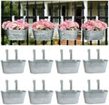 8 Pack 10" Galvanized Hanging Railing Planters with Hooks and Drainage by JOYFERNAL