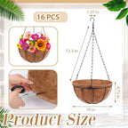 Dandat 16 Pack Metal Hanging Planter Basket, Coconut Coir Liner, 10 Inch - Image 3