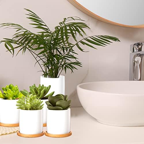 Cindeer 12 Pack Small Succulent Pots 3 Inch Plant Pots with Drainage,White - Image 6