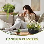 GARDIFE Hanging Planters, Self Watering, Black 12 Inch 2 Pack with Drainage - Image 5