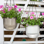 4 Pcs 6.5'' 4.5'' Hanging Self Watering Pot for Indoor Plant, Grey, Clear - Image 5