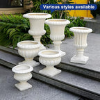Large Urn Planter – White Vintage Magnesium Oxide Pot with Drainage for Indoor & Outdoor Garden, Entryway, Walkway Decor - Image 4