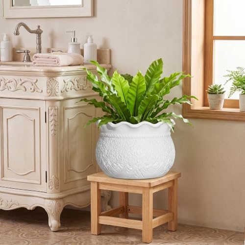 Ceramic Indoor Flower Pot, 12 Inch Ceramic Planter, White - Image 5