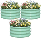 SnugNiture 3 Pcs 2x2x1ft Round Galvanized Raised Garden Bed Kit Outdoor, Metal Planter Box for Planting Plants Vegetables, Green by snugniture
