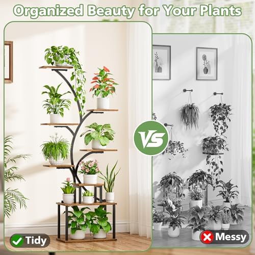 62" Plant Stand with Grow Light for Plants Display, 8-Tier Plant Shelves - Image 5