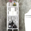 Meangood Bathroom Corner Shelf Stand, 3 Tier Solid Wood Display Shelf for Narrow Space, Shower Corner Shelf, Plant Stand Nightstand, for Living Room, Bedroom, Home Office, Elegant White by Meangood