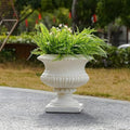Large Urn Planter – White Vintage Magnesium Oxide Pot with Drainage for Indoor & Outdoor Garden, Entryway, Walkway Decor by Unknown
