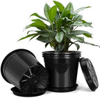 FUIJOL 7 Gallon Plastic Pots with Drip Trays, Sturdy Gallon Plant Pots with Drainage Holes, Large Gallon Pots for Flowers, Ideal for Indoor and Outdoor Use (7Gallon-4PACK) by FUIJOL