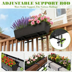 36 Inch Railing Planter Boxes, Heavy Duty Metal Hanging Planters with Adjustable Brackets, Outdoor Balcony Flower Box for Deck, Fence, Porch Railings - Image 2