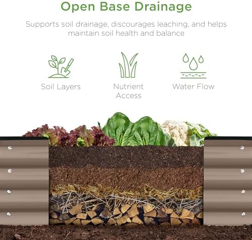 Best Choice Products 8x2x1ft Outdoor Metal Raised Garden Bed, Oval Deep Root Planter Box for Vegetables, Flowers, Herbs, and Succulents w/ 108 Gallon Capacity - Taupe - Image 3