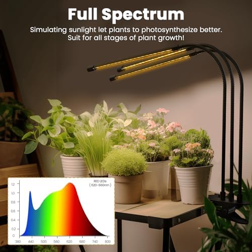 Plant Light Grow Light for Indoor Plants 2 Pack, Full Spectrum Indoor Grow Lamp, 10-Level Dimmable and Auto ON & Off Timer - Image 2