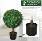 Outsunny 23.5" Artificial Boxwood Topiary Ball Tree Fake Set of 2 Green - Image 4