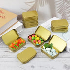 40 Pack 3.8 Inch Metal Tins with Hinged Lid, Rectangular Hinged Tins for Candles, Keys, Cosmetics, Candy, Jewelry, Craft (3.8 x 2.45 x 0.8 Inch, Golden) - Image 5