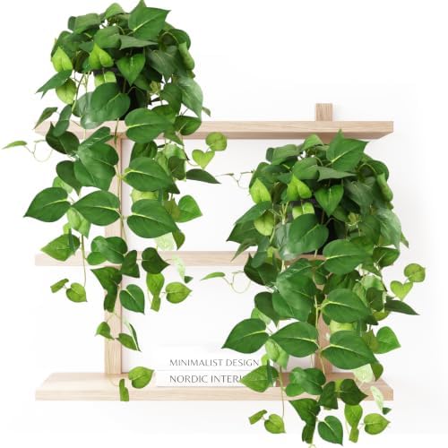 CEWOR Fake Plants Indoor 2 Packs 33" Fake Pothos Hanging Plants with Plastic Pot for Home Office Indoor Decor (Green) by CEWOR