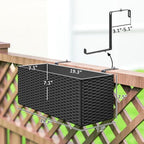 Outsunny 2-Pack 20 Inch Railing Planter Box with Hooks for Fence, Black - Image 3