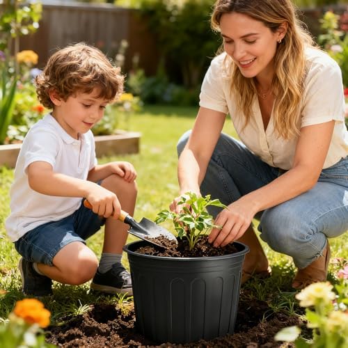 30 Pack 5 Gallon Plastic Nursery Pots,12.8 Inch Thickened Soft Plant Pots with Drainage Holes,Flower Planter Container for Seedlings Garden,Indoor and Outdoor - Image 3