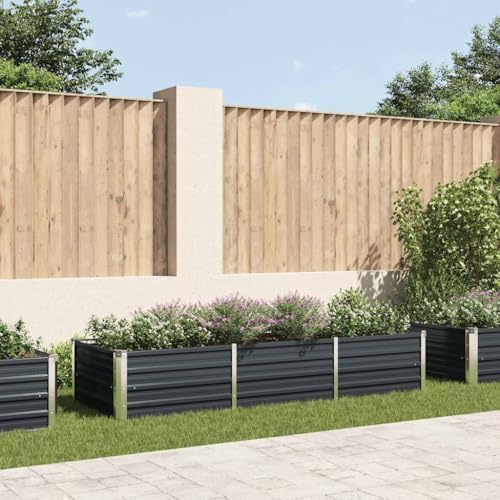 vidaXL Garden Raised Bed Anthracite 94.5"x31.5"x17.7" Galvanized Steel - Image 2