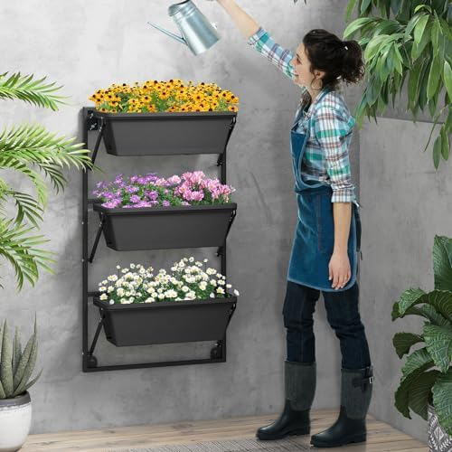 HAPPYGRILL 3-Tier Vertical Hanging Planter, Garden Wall Planter Box - Image 3