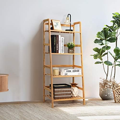 GIANTEX 4-Tier Ladder Shelf Plant Stand, Bamboo Plant Shelf, Natural - Image 4