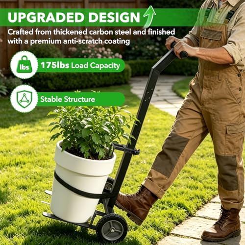 Garden Pot Mover Heavy Duty 175 LBS Plant Mover Cart with Adjustable Grabbing Arm, Strap & Suction Cups, Plant Caddy with Wheels for Indoor Outdoor Planters - Image 6