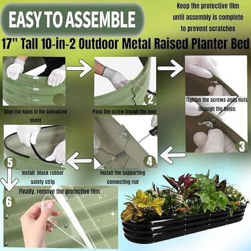 NestNature 17" Tall Galvanized Garden Bed,10-in-2 Modular Raised Garden Bed - Image 5