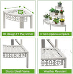 aboxoo 3-Tier Rectangular Metal Plant Stand, Ladder Flower Pot Rack - Image 7