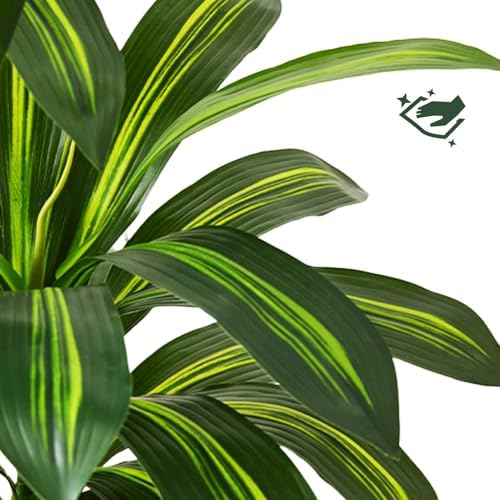 Artificial Dracaena Tree Indoor, 7FT Tall Fake Floor Plants with White Planter & Pebbles, Faux Silk Yucca Tree for Home Office Living Room Bedroom Farmhouse Modern Outdoor Topiary Tree - Image 6