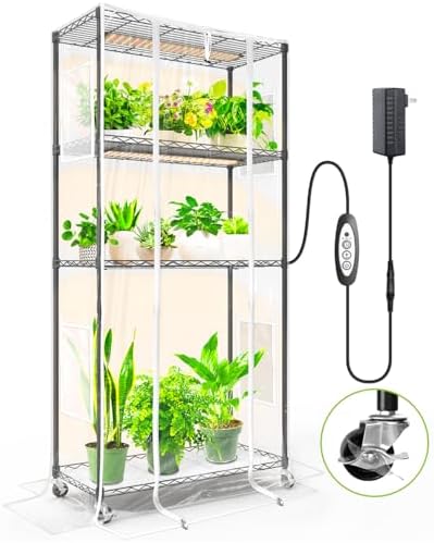 Indoor Greenhouse with Grow Light,4-Tier Plant Shelf, 30x14x59in by SpeePlant