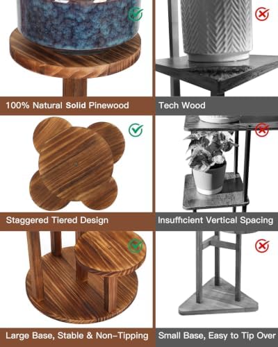 5 Tier Plant Stand Indoor, 32in Tall Wooden Flower Rack - Image 3