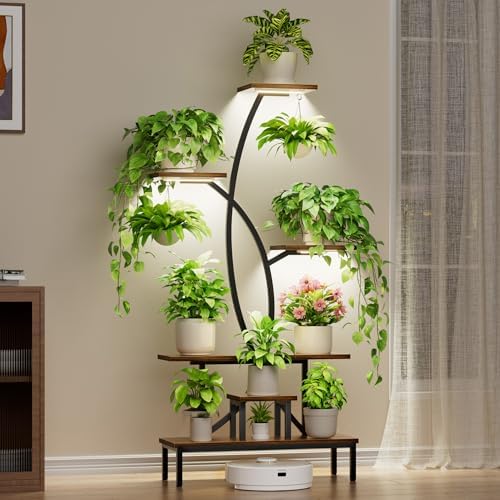 JUSTOGO Plant Stand Indoor with Grow Lights - Tall Indoor Plant Shelf by JUSTOGO