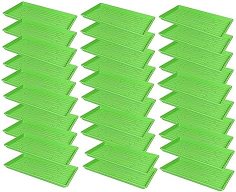 SUNPACK 10" x 20" Heavy Duty Shallow Plastic Seed Starting Tray, Green, 1" (Pack of 30) - No Drainage Holes, Perfect for Greenhouses or Indoor Gardening by SUNPACK