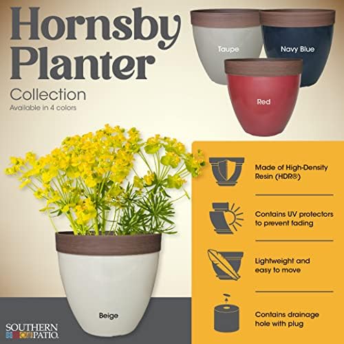 Southern Patio Hornsby Resin Outdoor Planter with Drainage Hole and Plug, Navy Blue - Image 6