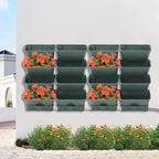 Self Watering Vertical Wall Planter, 16 Pockets 13" Stackable Hanging Planters Indoor Outdoor Living Wall with Hose and Drainage Tray Kit, Green Plastic Pot Herb Plants for Deck Garden - Image 3